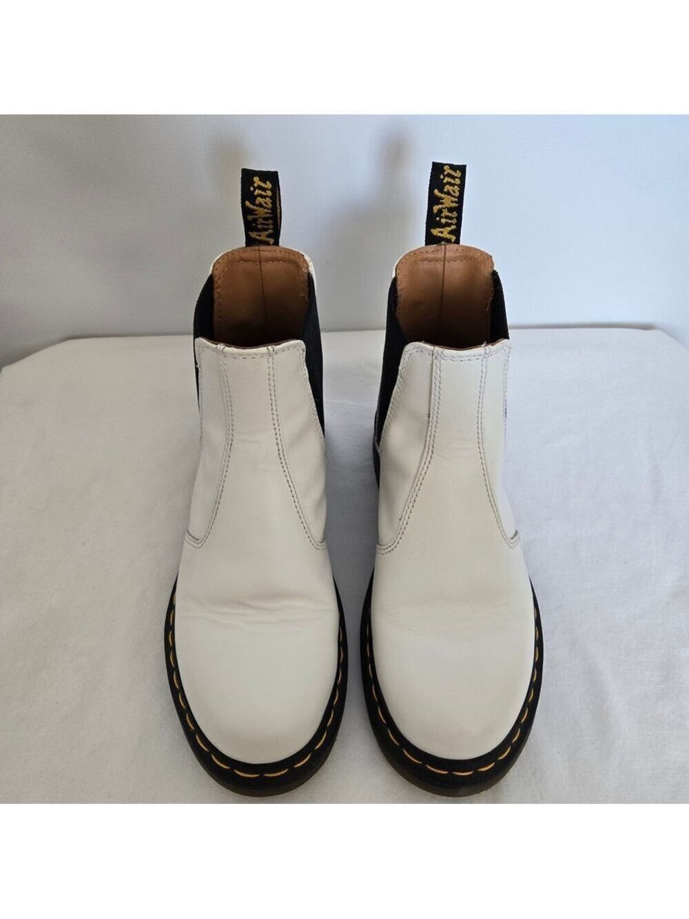 DOC MARTEN'S 2976 CHELSEA BOOTS SMOOTH LEATHER WHITE UNISEX WOMEN 7/ MEN 6 - Picture 2 of 16